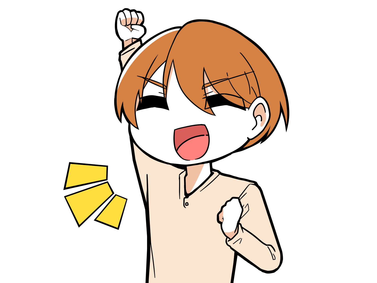 無料イラスト素材 ガッツポーズをする男性