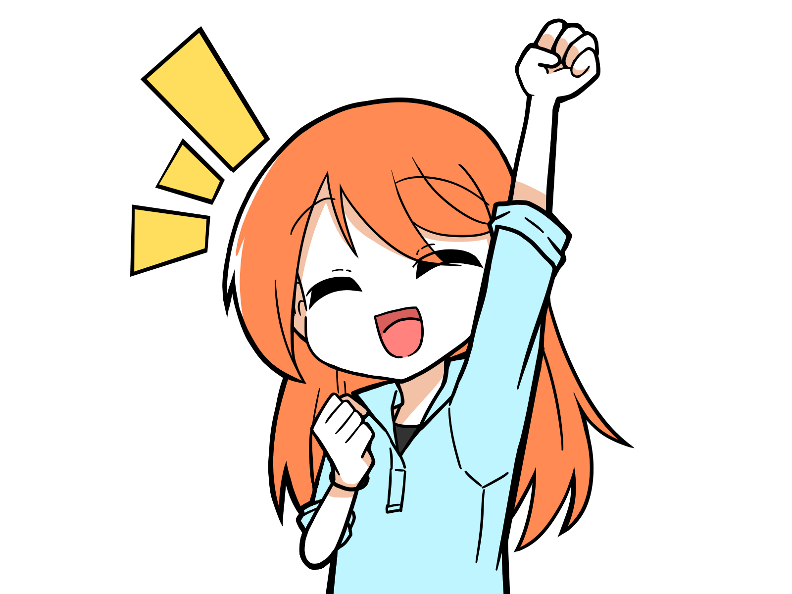 無料イラスト素材 ガッツポーズをする女性