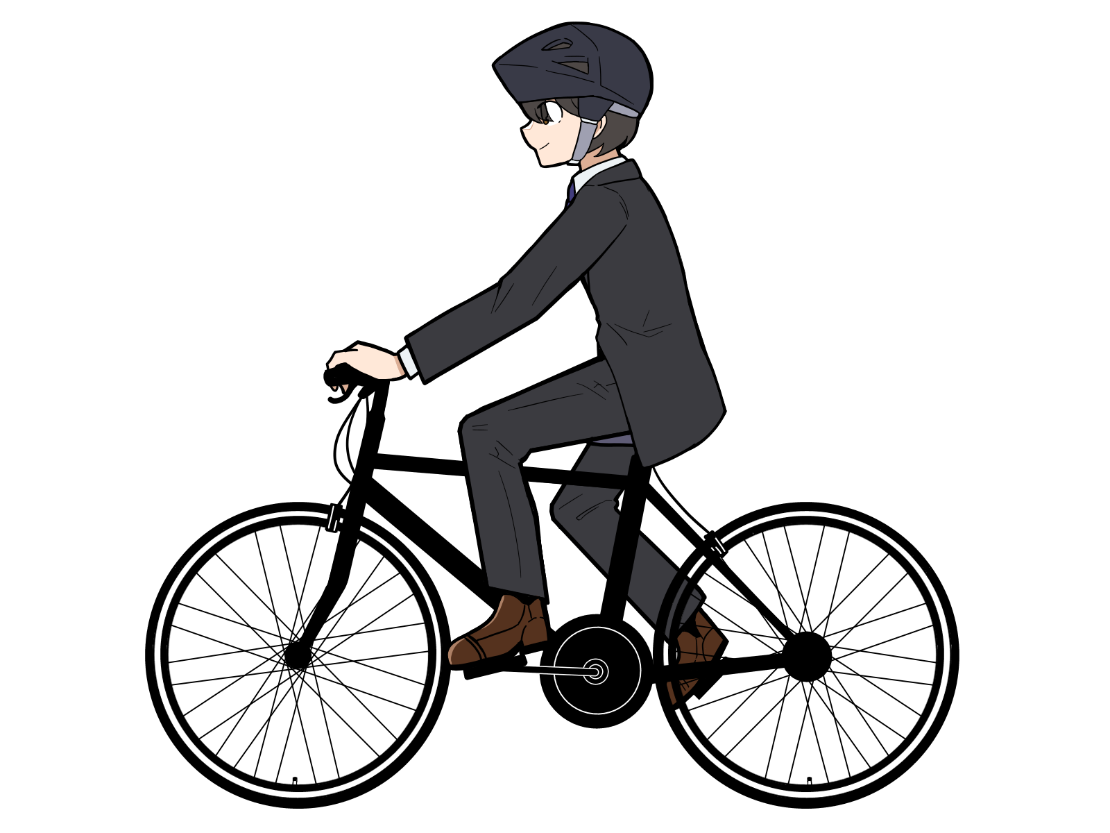 無料イラスト素材 自転車通勤する男性社員