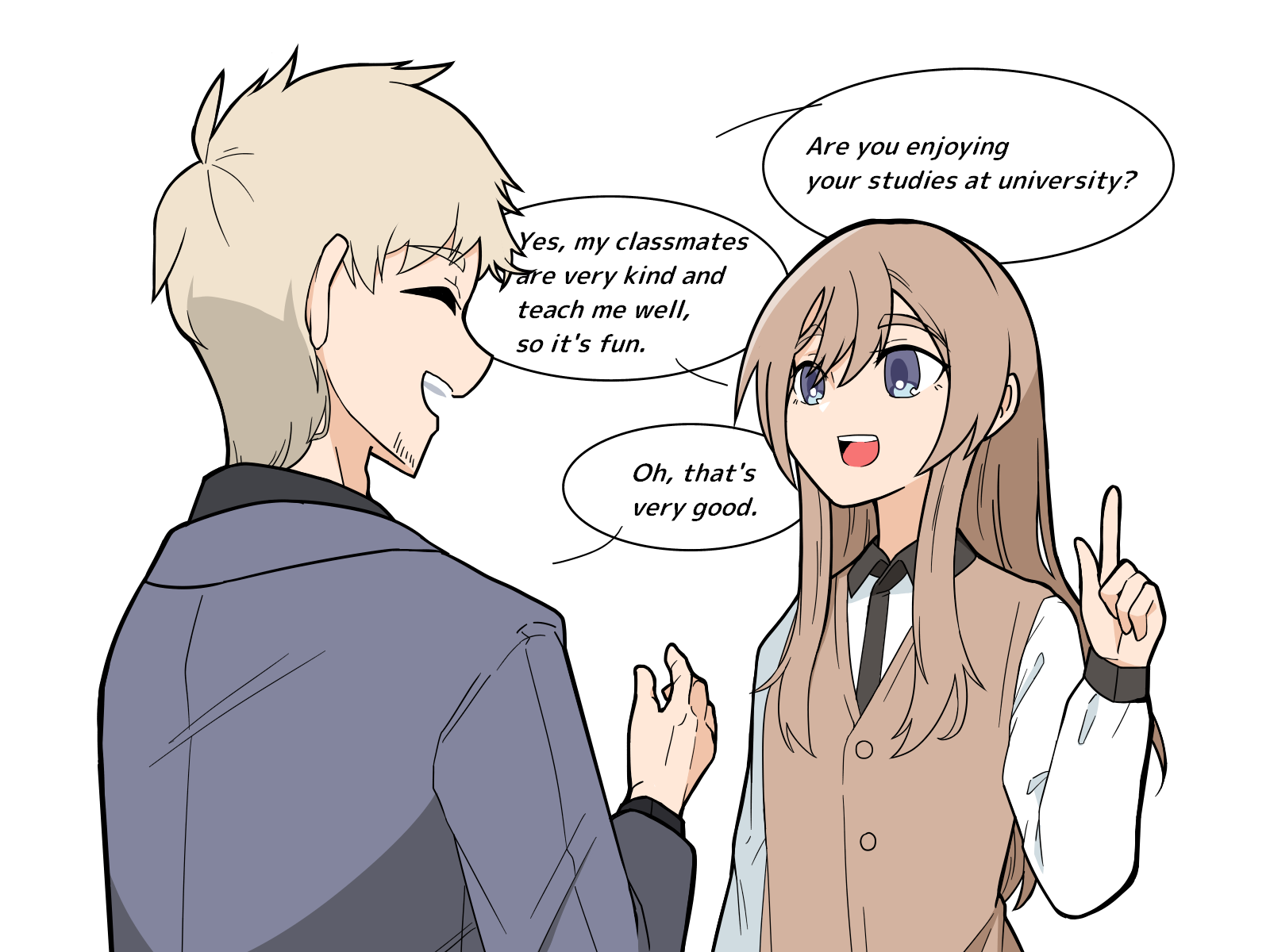 無料イラスト素材 英会話する留学生