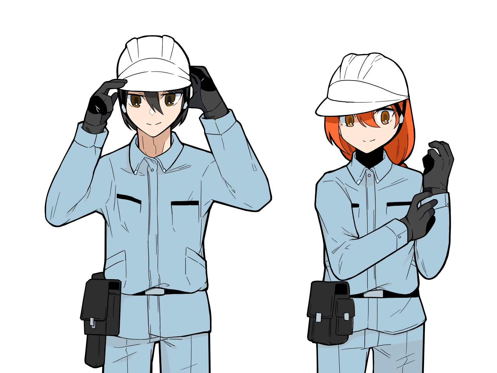 無料イラスト素材 土木現場の作業着(ライトグレー)