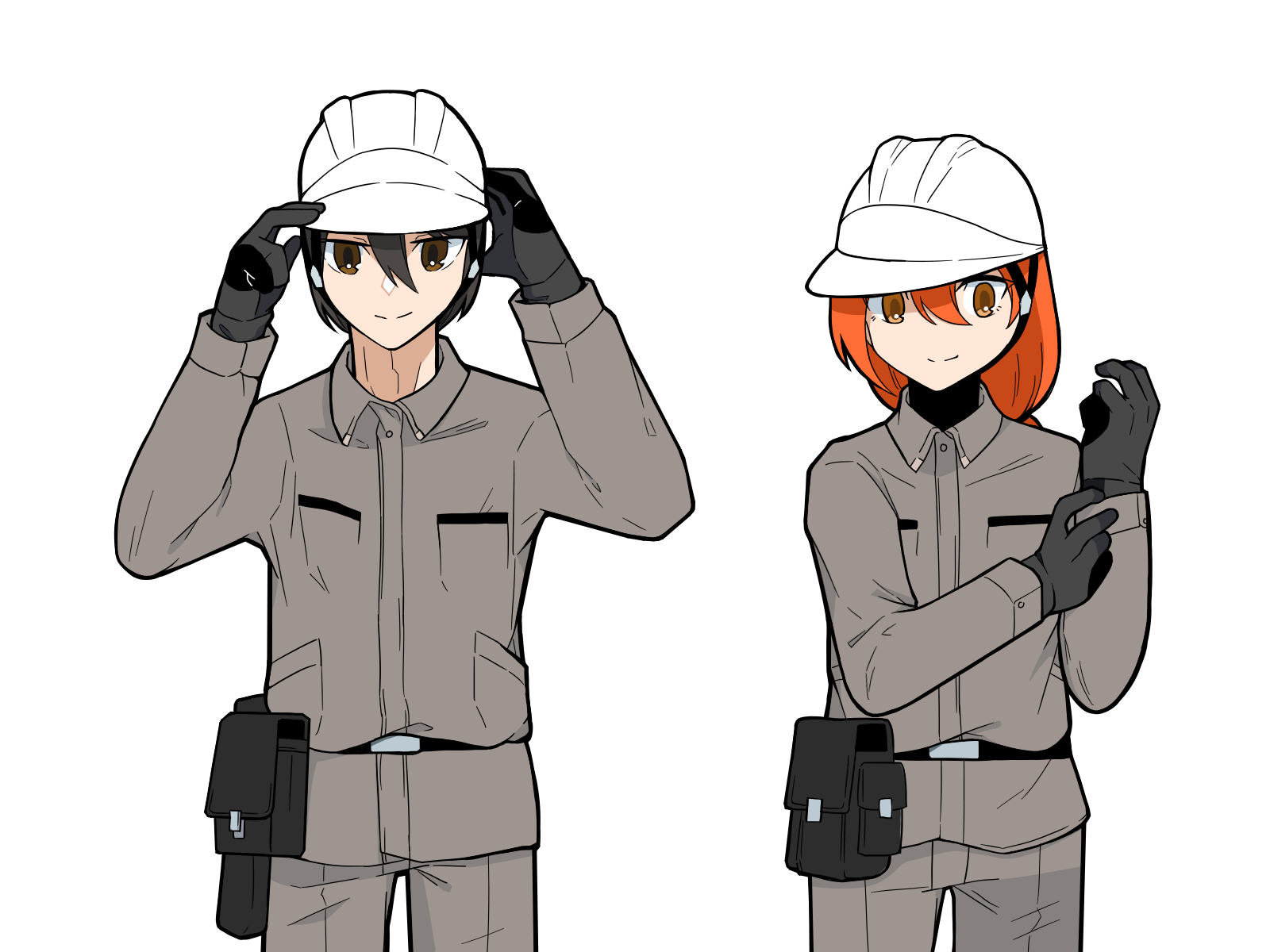 無料イラスト素材 土木現場の作業着(ブラウン)