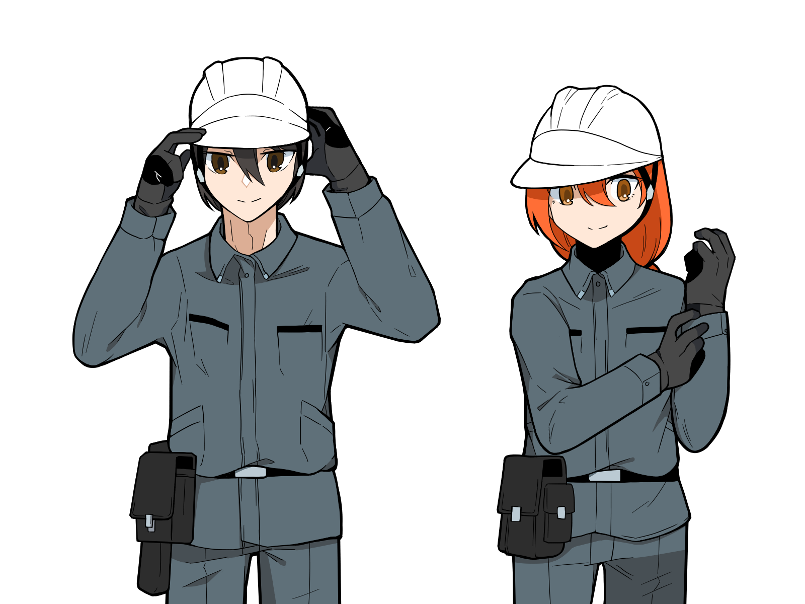 無料イラスト素材 土木現場の作業着(ダークグレー)