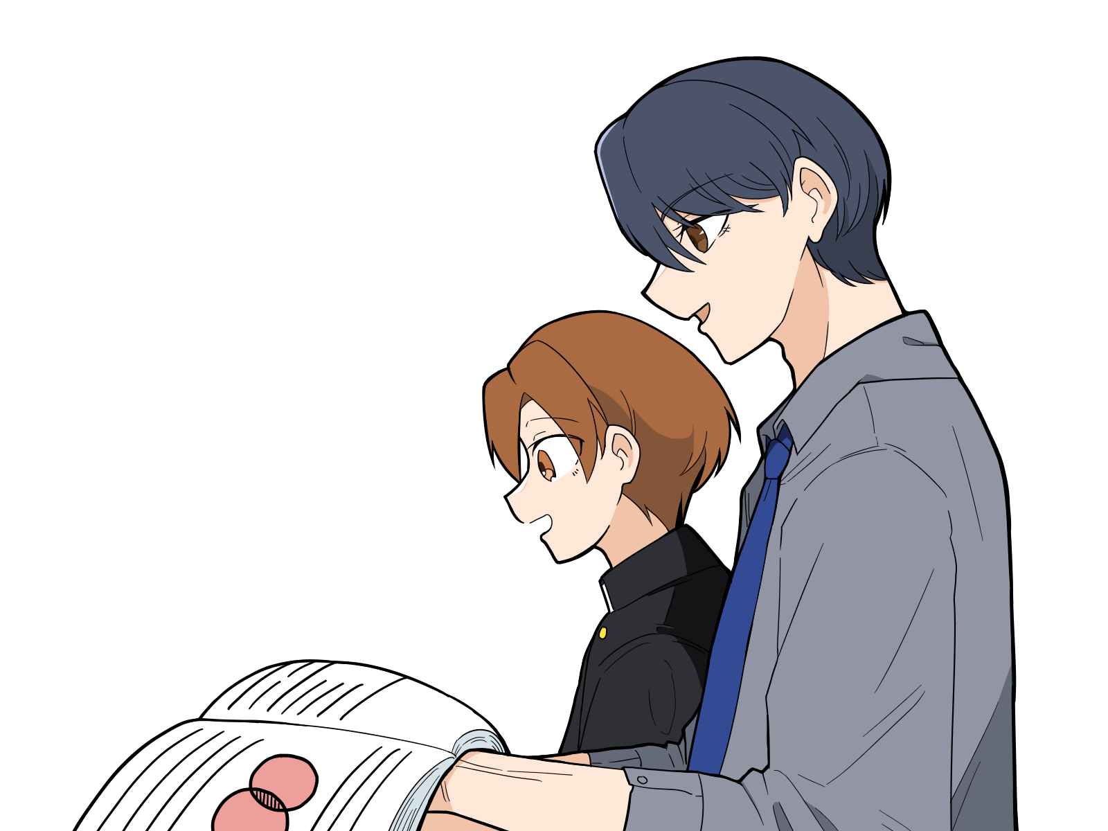 無料イラスト素材 マンツーマン形式で補習をする中学生