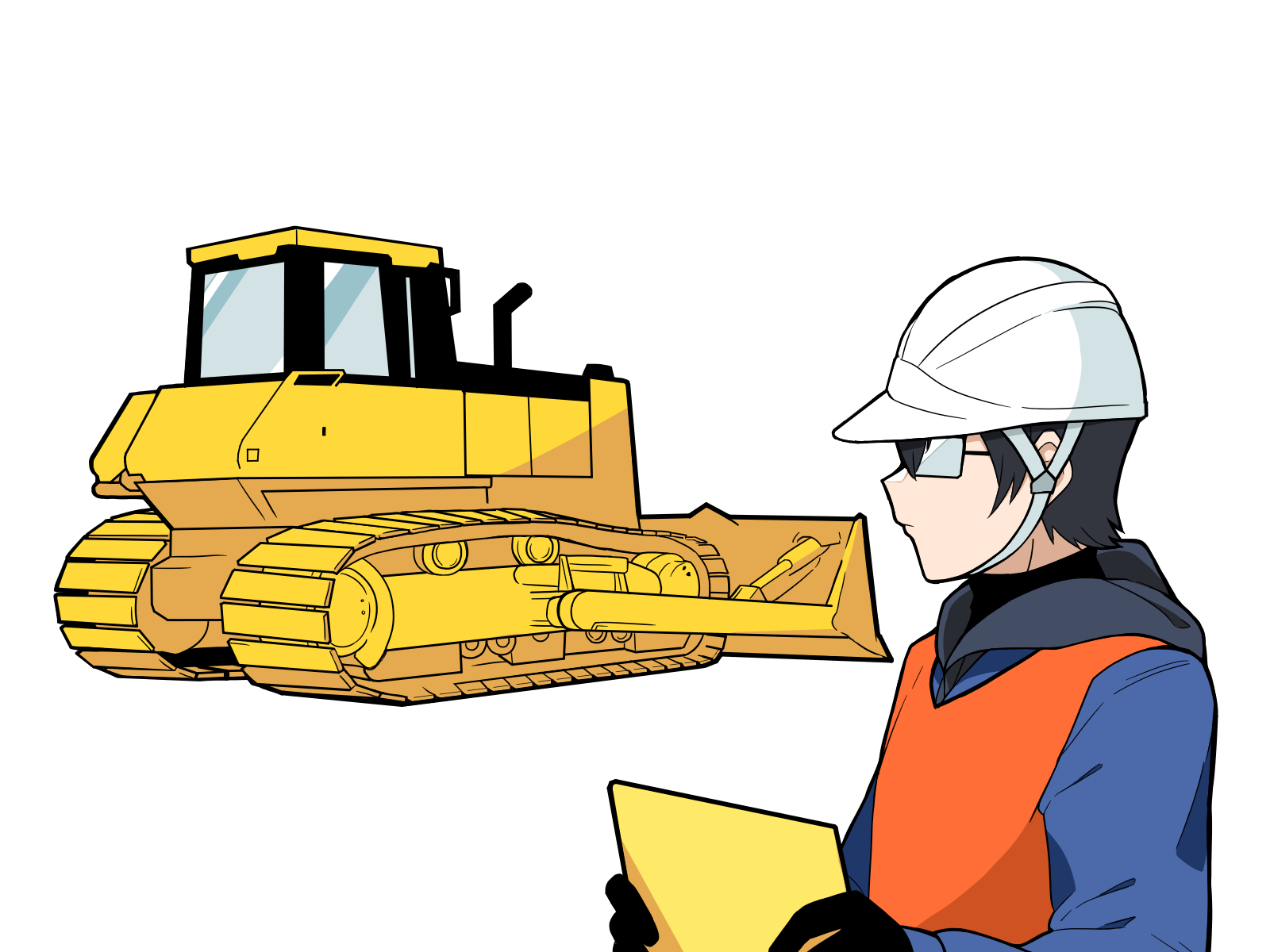 無料イラスト素材 ブルドーザー操作