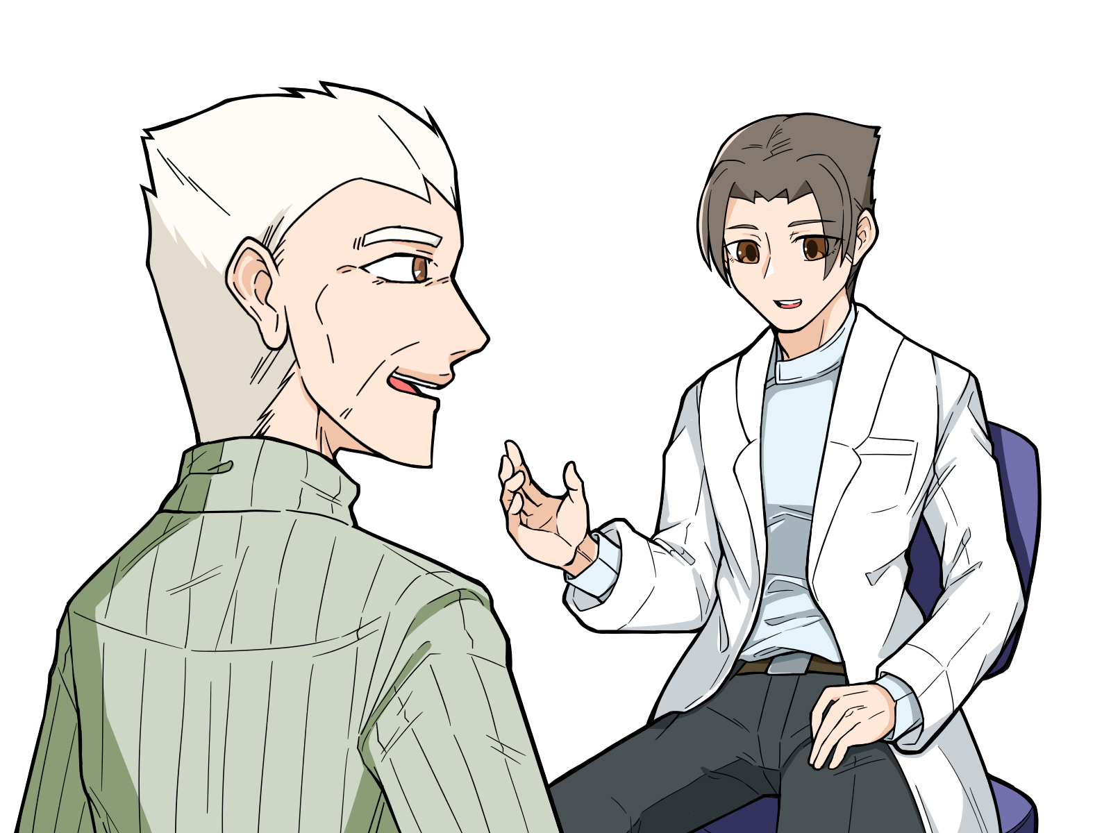診察結果を聞く老男性