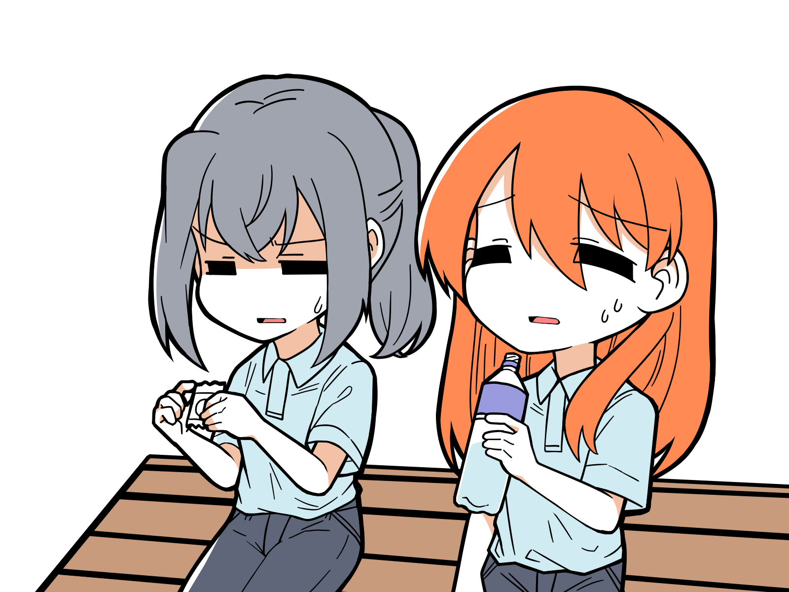 無料イラスト素材 水分補給・塩分補給をする女性社員
